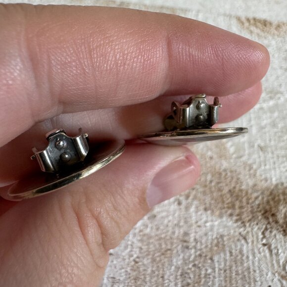 Vintage Abalone Clip On Earrings Alpaca Mexico - Picture 3 of 12